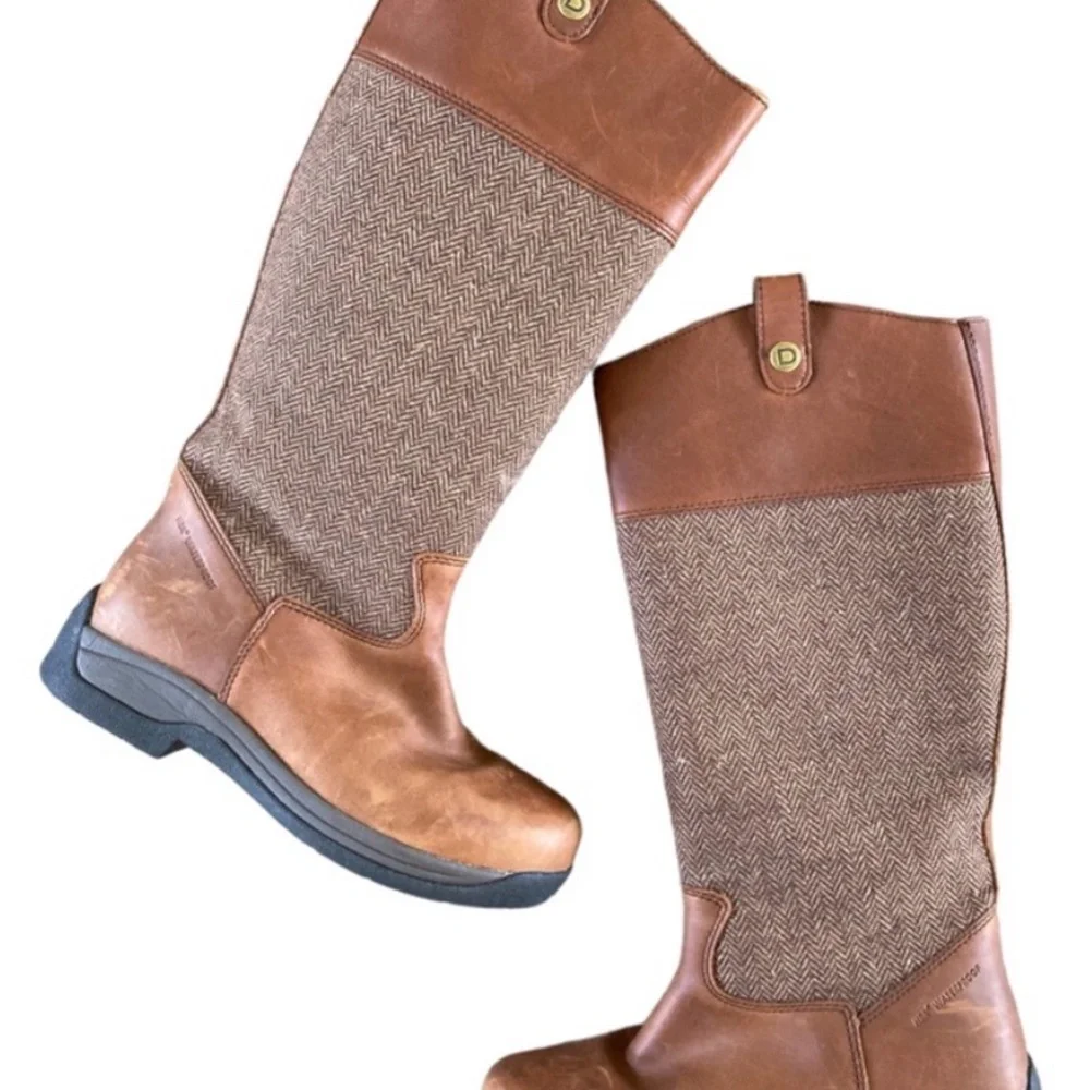 The Dublín Eden Tall Herringbone Leather boot in Drifted Brown Size 9 - Picture 6 of 6